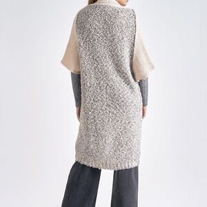 Elan Cream and Gray Poncho Sweater